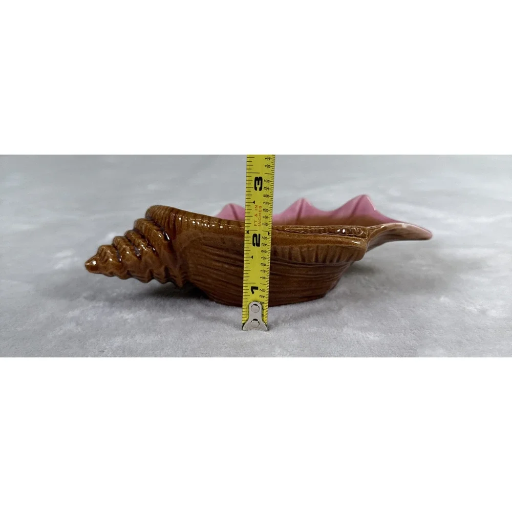 Studio Pottery Sea Shell Candy Trinket Dish Brown & Pink Glazed Benefits Charity